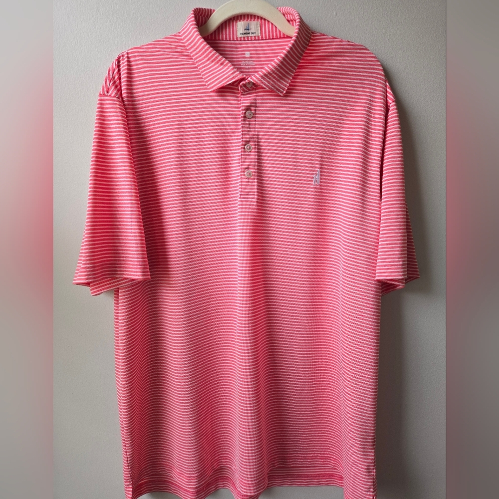 johnnie-O Pink Striped Polo Shirt